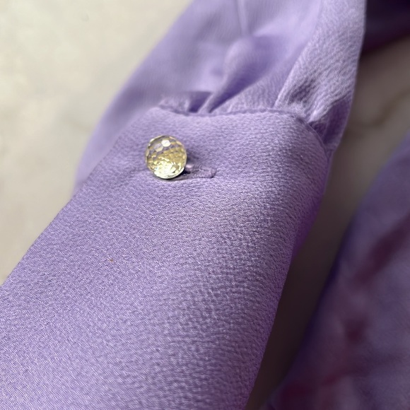 Zara satin effect draped lilac Blouse long sleeve large - Picture 8 of 9